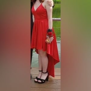 Windsor Red high low satin /lace prom dress size 3